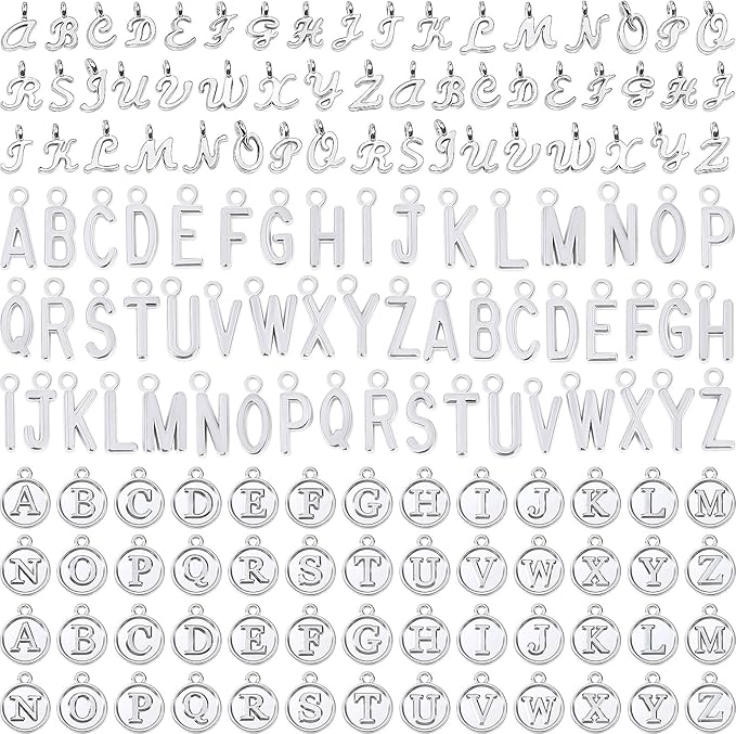 SANNIX 156Pcs/6 Sets Letter Charms, Alphabet ABC Letter Charms 3 Styles Capital by SANNIX