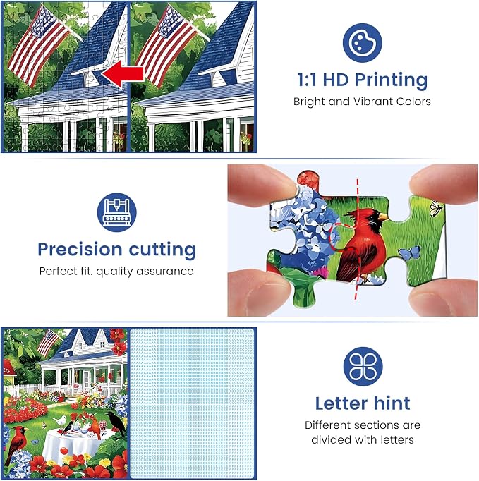 1000 Piece Puzzle for Adults, Beautiful Garden Scene Puzzles, Birds and Flowers - Image 4