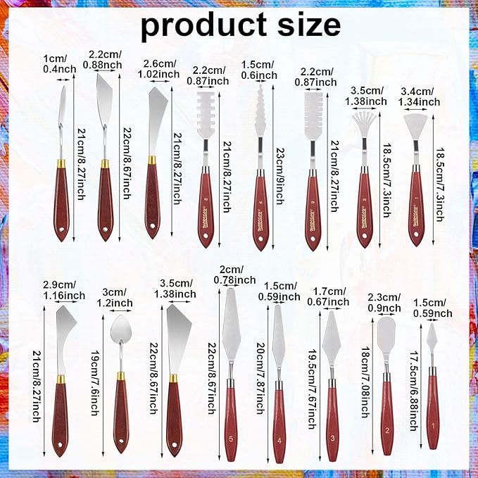 Honoson 16 Pieces Palette Knife Set Stainless Steel Painting Knives - Image 2