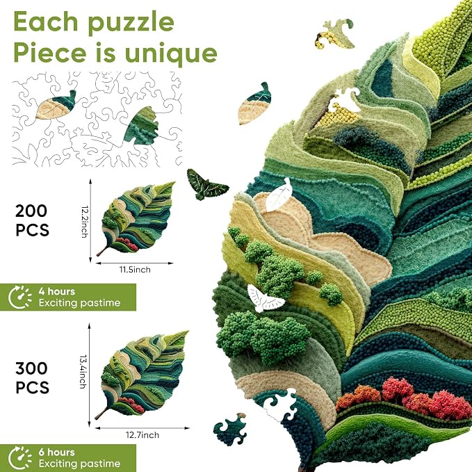 MYS AUR Wooden Puzzles for Adults, Nature Leaf Jigsaw Puzzle 300 Pieces - Image 3