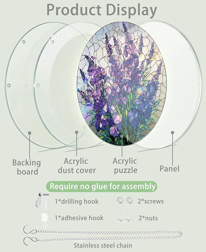 Acrylic Puzzle Suncatcher, Lavender Shimmer Purple Sun Catcher - Image 6