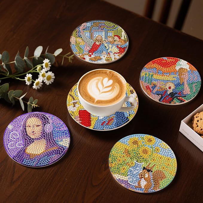 DOZEEZOP 8-Pack Diamond Art Coaster Kit - Image 7
