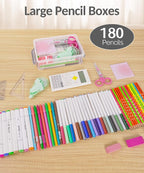 Sooez 6 Pack Extra Large Pencil Box, Plastic Pencil Case Crayon Box Bulk - Image 4