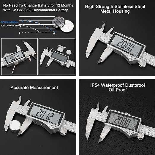 Adoric Digital Caliper, Caliper Measuring Tool Stainless Steel Vernier Caliper - Image 9