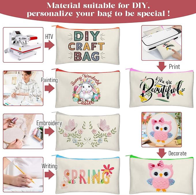 Legigo Blank Canvas Bag Zipper Pouch Makeup Bags Bulk - Image 6