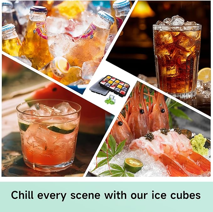 Tvmania Ice Cube Trays Set of 2, 15-Cube Silicone Molds - Image 6