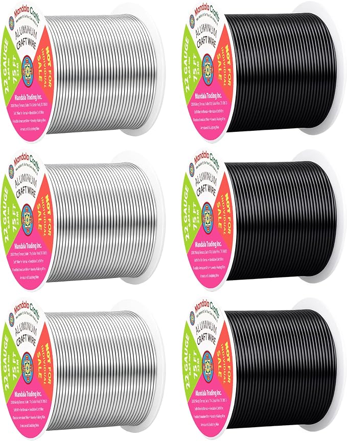 Mandala Crafts 22 Gauge Silver Tone Black Anodized Aluminum Craft Wire | 450 FT by MandalaCrafts