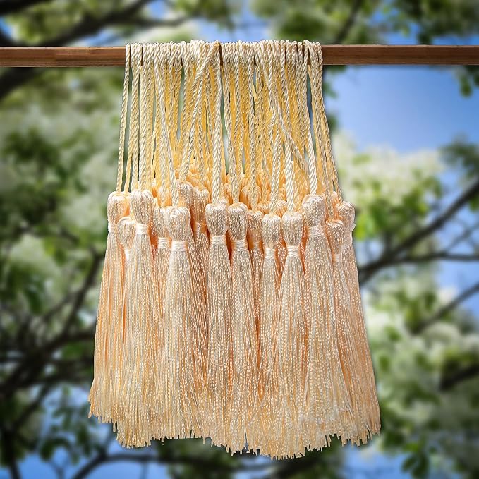 VAPKER 100 Pieces Peach Puff Color 13cm/5-Inch Silky Handmade Soft Tassels - Image 4