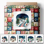 Winter Village Patchwork Cotton Fabric Panel – 6 Designs 10×10 inch + Bonus - Image 2