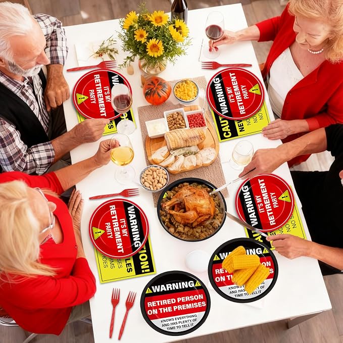 Qyeahkj 100 Pcs Funny Happy Retirement Party Supplies Caution Retirement Paper - Image 7