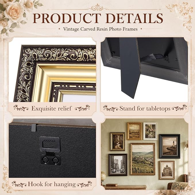 Wonderjune 7 Pcs 12x16, 8x10 and 6x8 Large French Vintage Gallery Wall Frames - Image 3