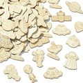 100 pcs Mixed Styles Universe Theme Unfinished Wooden Cutout Charms Alien by Gythara