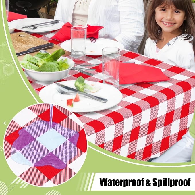 Smiry Rectangle Table Cloth, Waterproof Vinyl Tablecloth - Image 2