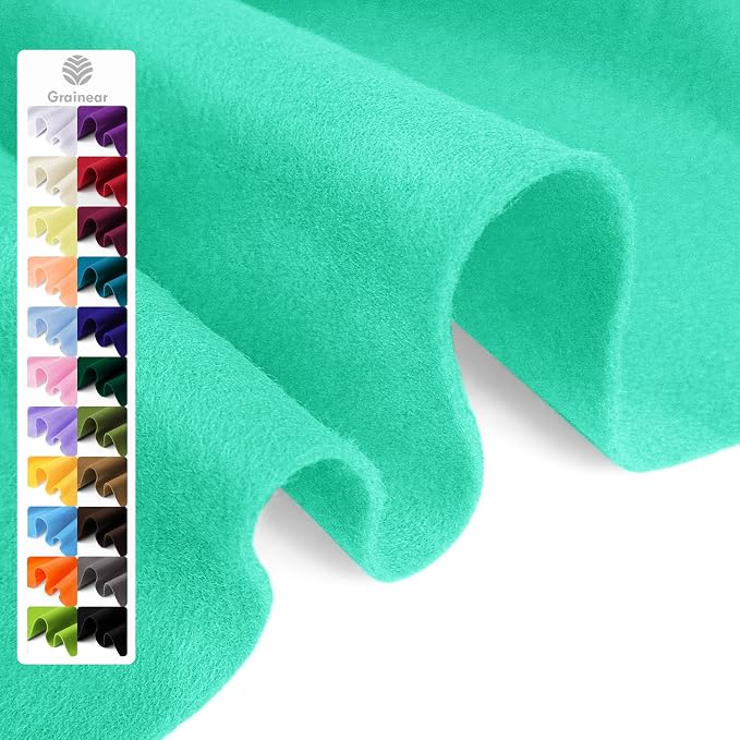 Aqua Green Soft Felt Fabric Sheet 36" x 36", 1.6mm Thick, Premium Craft Felt by Grainear