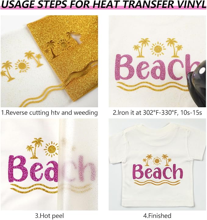 HTVVETUR Glitter HTV Vinyl Rolls Heat Transfer Vinyl - Image 4