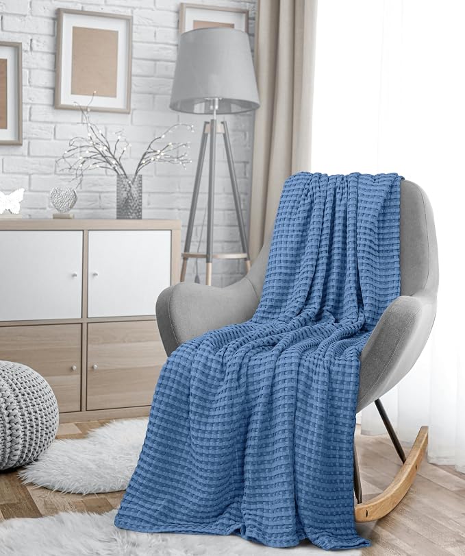 Utopia Bedding 100% Cotton Waffle Weave Blanket Queen Size - Image 8