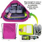 BeeGreen Black Pink Drawstring Backpack Bags Bulk 2 Pack X-Large 22.4" L x - Image 2