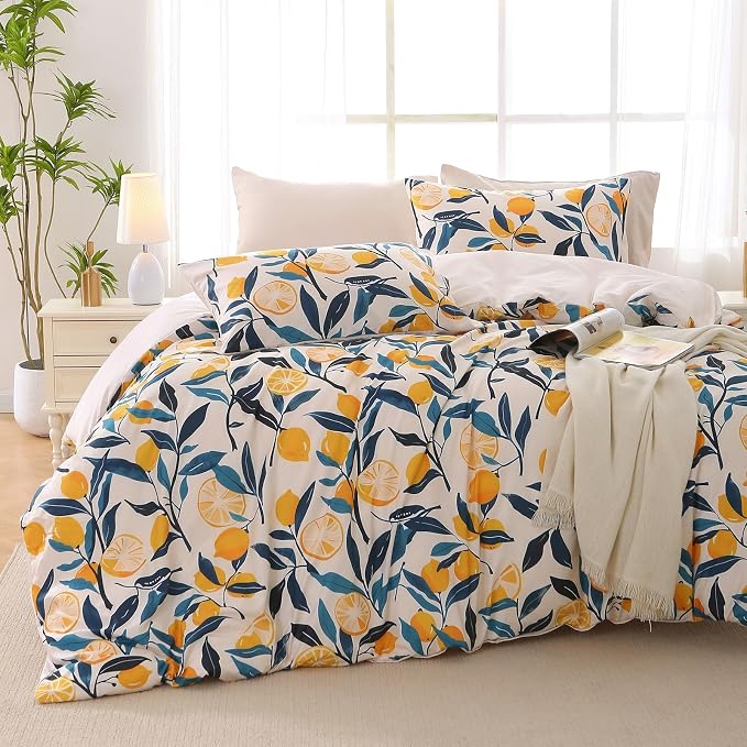 MUXHOMO Duvet Cover Queen Size, Reversible Floral Vintage Duvet Cover Set by MUXHOMO