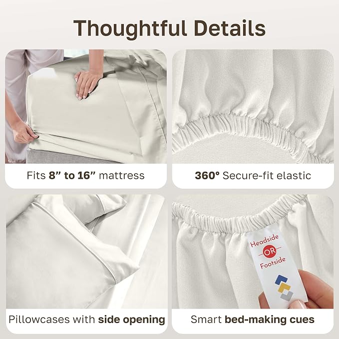 California Design Den Soft 100% Cotton Full Sheet Set, 400 Thread Count Good - Image 6
