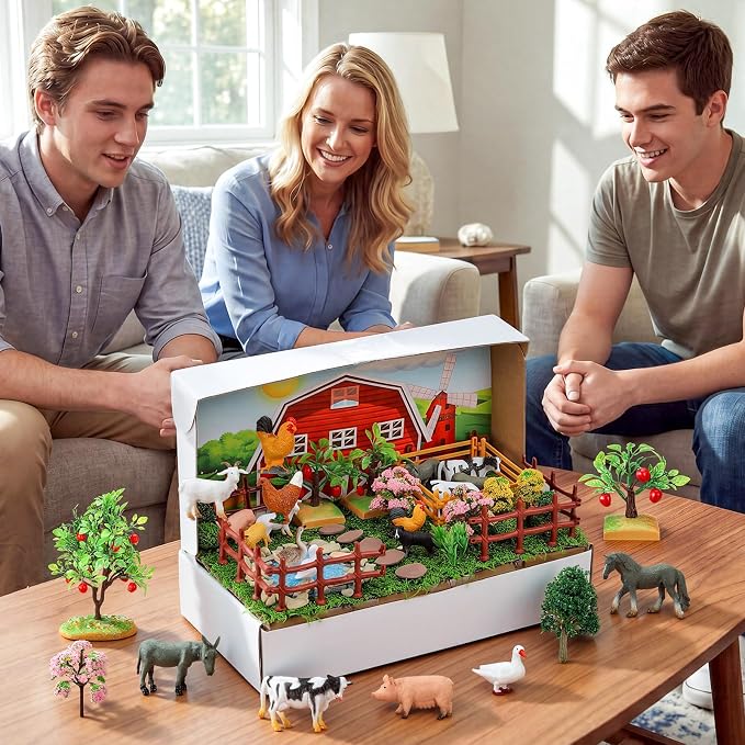 Teyva Daily 48 Pcs Farm Diorama Kit Habitat Project Box Set Farm Diorama - Image 5