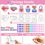 Qyeahkj 6 Pcs Valentine's Day Arts Crafts DIY Heart Bear Gem Diamond Suncatcher - Image 2