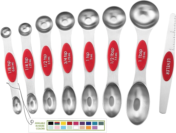 Spring Chef Red Stainless Steel Magnetic Measuring Spoons Set of 8 by SpringChef