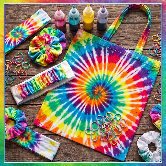 Rivvlive 68 Pcs Tie Dye Kits Including 8 Cotton Canvas Tote Bags 40 White - Image 4