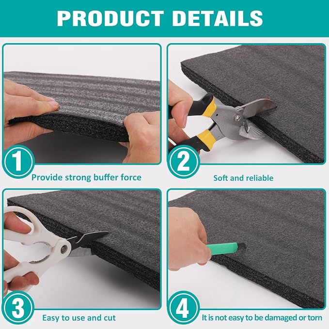 AurDo 5 Pcs Black Polyurethane Foam Sheet, Toolbox Storage - Image 3