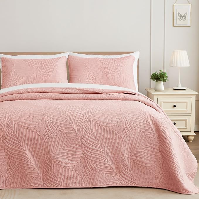 Exclusivo Mezcla Queen Quilt Bedding Set, Lightweight Blush Pink Quilts Queen by ExclusivoMezcla