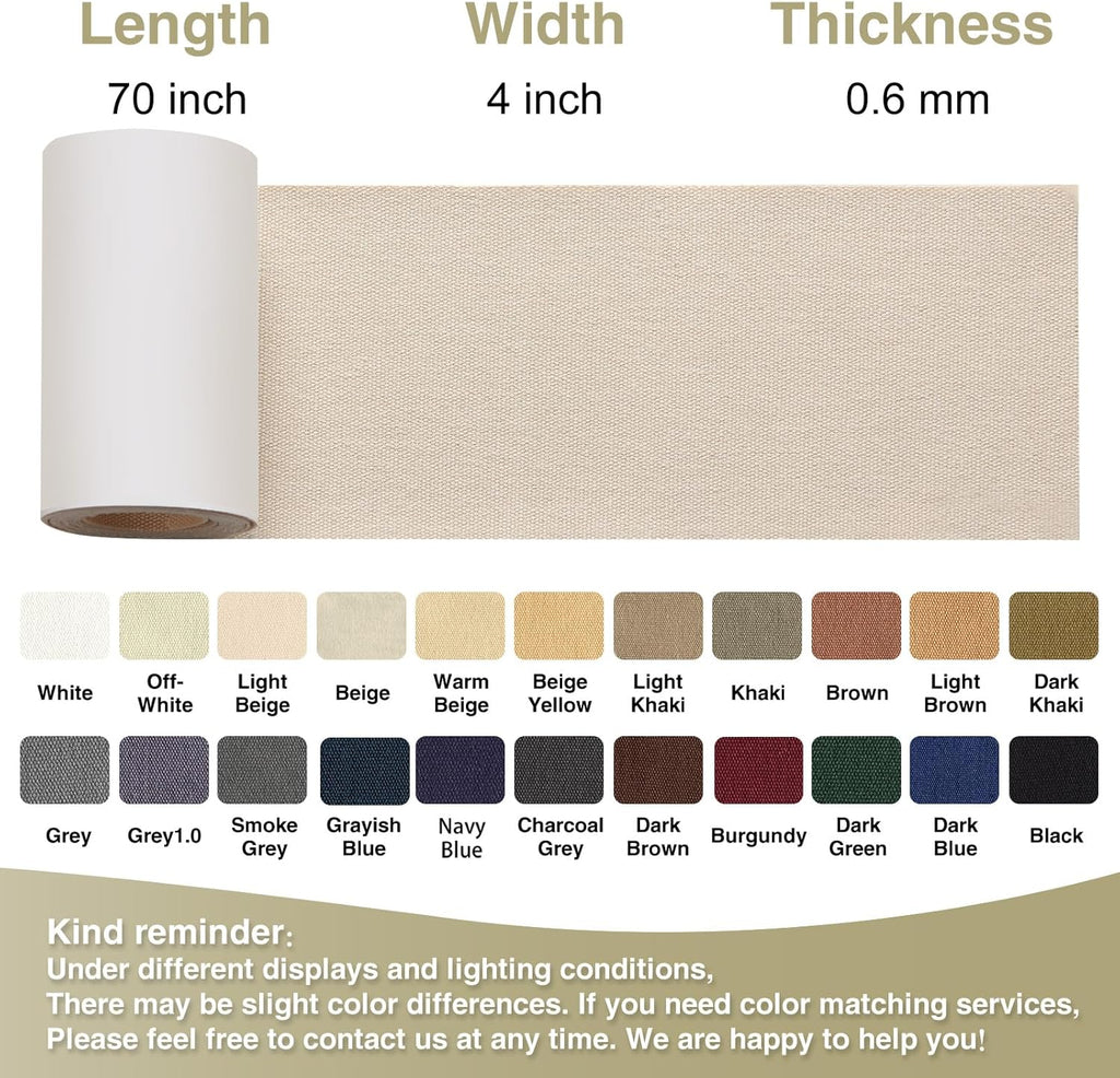 Canvas Repair Tape 4×70 Inch Waterproof Self-Adhesive Fabric Repair Patch for Repairing Boat Covers,Tents,Patio Umbrellas,Car Seats,Luggage,Sofas.(Light Beige)