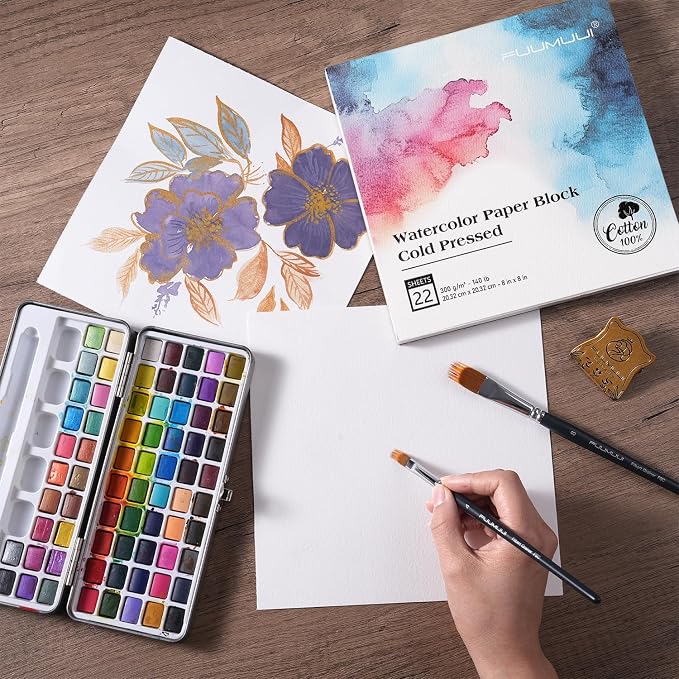 Watercolor Paper Block 8x8 Inch, Fuumuui 100% Cotton Watercolor Paper Pad of 22 - Image 8