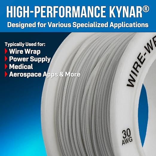 Jonard Tools R-30W-0050 White Insulated Kynar Copper Wire Roll, 30 AWG - Image 3