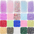 15 Colors Transparent Crushed Glass Chips 225g/7.9oz, 2-4mm Shiny Irregular by DQJRJTJewelryMakingCraftsSupplies