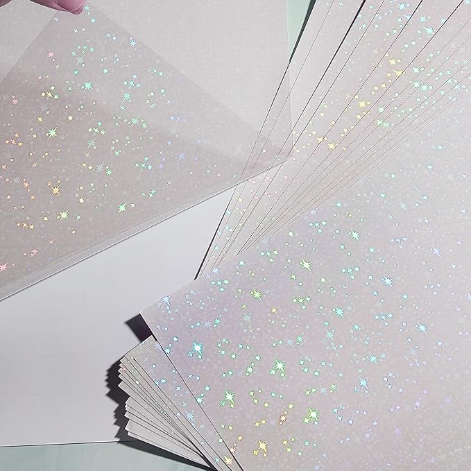 Clabby 36 Sheets Holographic Sticker Paper A4 Vinyl Holographic Laminate Sheets - Image 7
