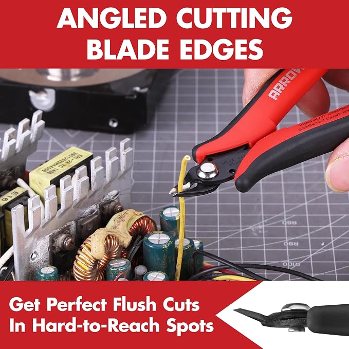 ARROW Micro Wire Cutters, Side & Diagonal Flush Cut Pliers - Image 8