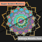 SAKEYR Super Golden Metallic Paint Markers, 12 Colors Sparkle Metallic Glitter - Image 9