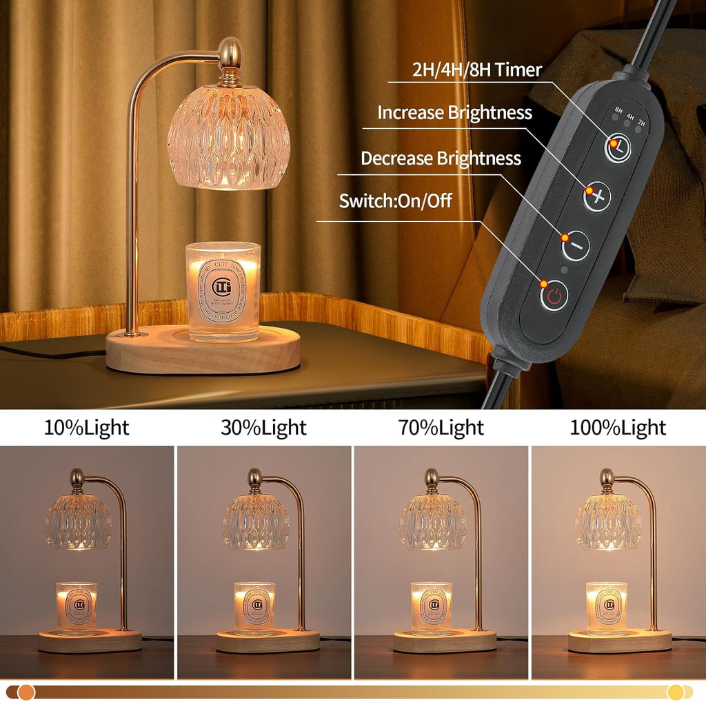 Candle Warmer Lamp with Timer and Dimmer,Flameless Electric Wax Melt Warmer for Jar Candles With 2 Bulbs,House Warming Gifts,Mother's Day/Birthday/Christmas Gifts For Mom/Wife,Home Decor Lamp