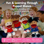 Podzly Hand Puppets for Kids 8 Pack – Plush Multicultural Puppets - Image 2