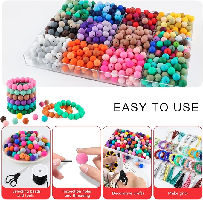 160Pcs Silicone Beads 12mm Mix Color, Bulk Silicone Beads 12mm - Image 4