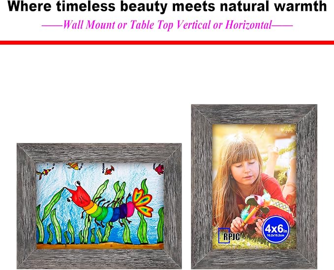 RPJC 4x6 Picture Frames Made of Solid Wood and High Definition Glass - Image 5