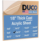 Duco Clear Cast Acrylic Sheets 1/8" Thick 12" x 12" by DucoPlasticsSupply