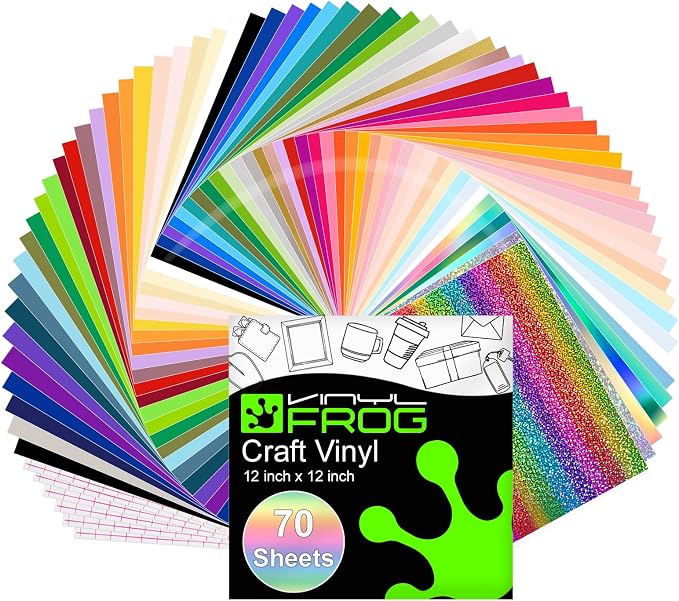 VINYL FROG Permanent Adhesive Vinyl Bundle 70 Pack Adhesive Vinyl Sheets - Image 8