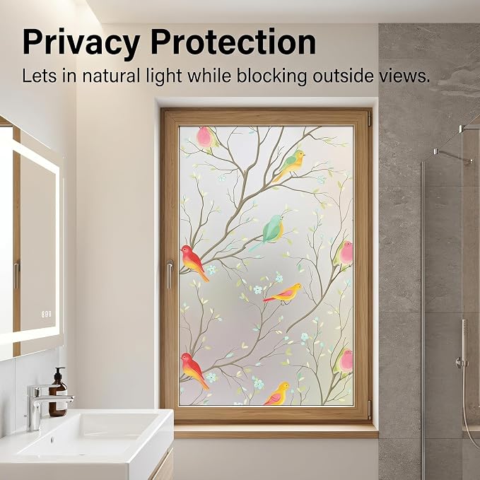 Coavas Stained Glass Window Film, Decorative Frosted Glass Window Privacy Film - Image 4