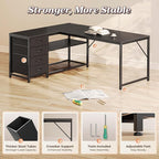 PRAISUN 53" L Shaped Desk with Power Outlets & USB-C Port, Reversible Computer - Image 8