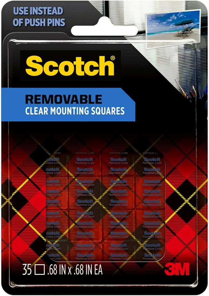 Scotch Removable Clear Double-Sided Mounting Squares, 0.68" x 0.68" in by Unknown