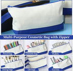 Silkfly 15 Pcs Cotton Canvas Makeup Bags Cosmetic Zipper Bags 10.2 x 5.5 x 2'' - Image 4