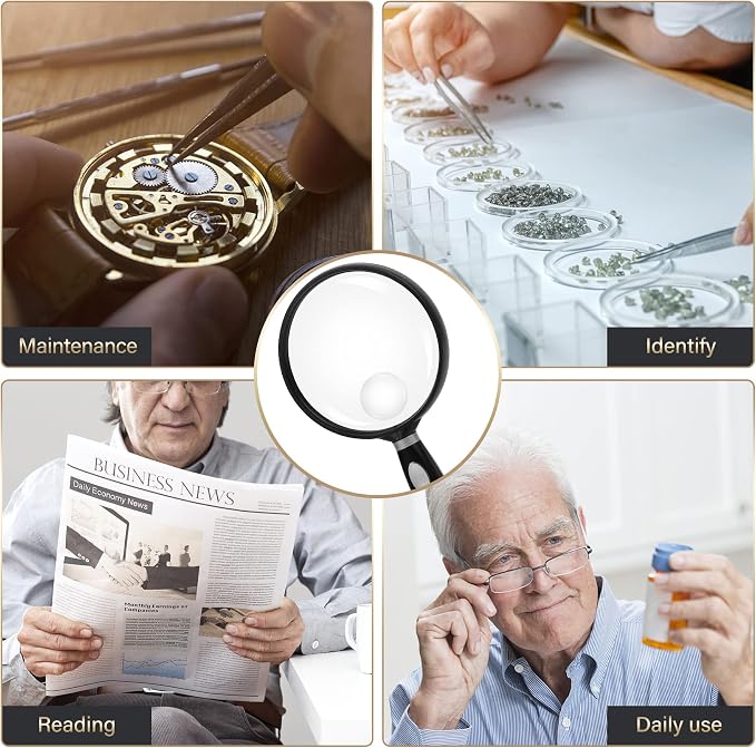 Feosky Handheld Reading Magnifier, 90mm Shatterproof Lens, Non-Slip Handle - Image 4