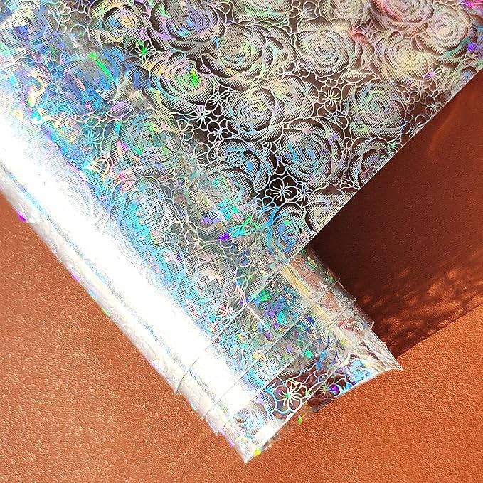 HYANG Transparent Rose PVC Super Clear Holographic Vinyl Faux Leather Sheets 1 - Image 3