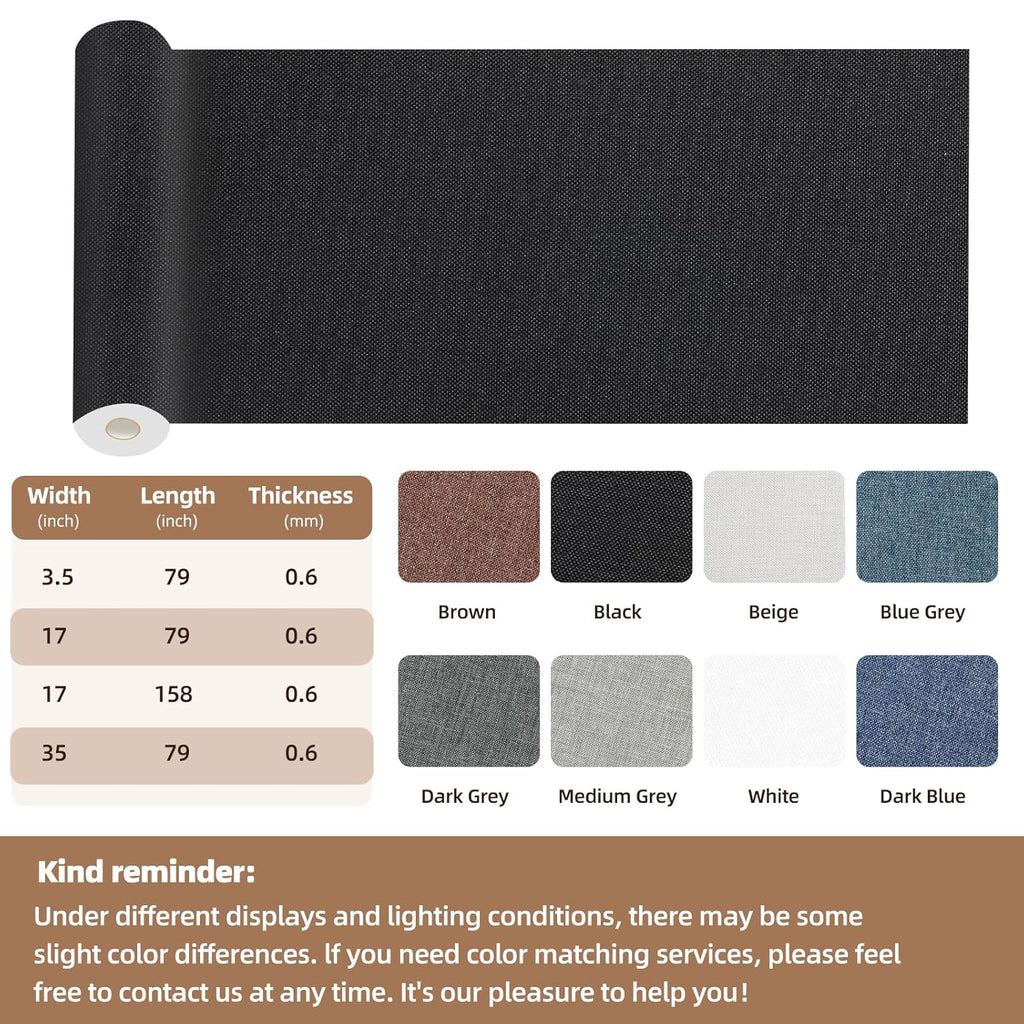 Fabric Repair Patch, Fabric Large Repair Tape, Self-Adhesive Patches for Furniture, Sofa, Car Interior, Shoes, Hand Bag, Clothing (Brown, 3.5X79 Inch)