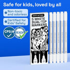 ARTISTRO 5 White Dual-Tip Acrylic Paint Markers – Paint Pens Set - Image 6